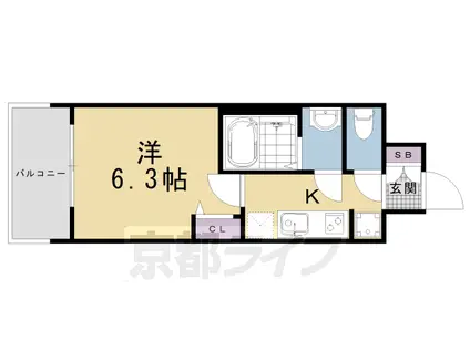 京都市烏丸線 十条駅(京都市営) 徒歩3分 11階建 築2年(1K/3階)の間取り写真