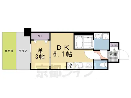 京都市烏丸線 十条駅(京都市営) 徒歩3分 11階建 築2年(1DK/1階)の間取り写真