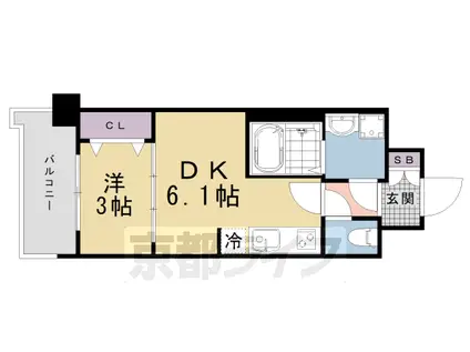 京都市烏丸線 十条駅(京都市営) 徒歩3分 11階建 築3年(1DK/10階)の間取り写真