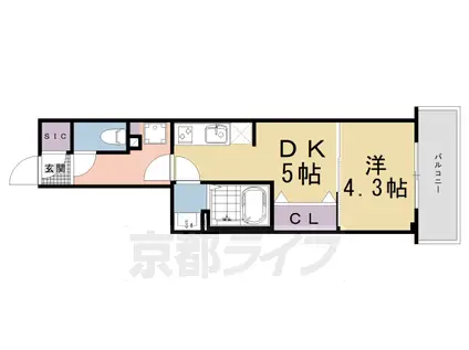 エステムコート京都ステーションⅡ(1DK/3階)の間取り写真