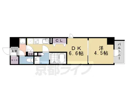 エステムコート京都ステーションⅡ(1DK/4階)の間取り写真