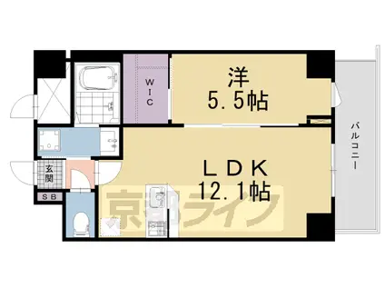 京都市烏丸線 烏丸御池駅 徒歩3分 10階建 築3年(1LDK/3階)の間取り写真