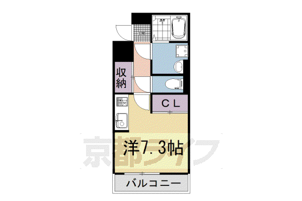 近鉄京都線 小倉駅(京都) 徒歩7分 3階建 築3年(ワンルーム/3階)の間取り写真