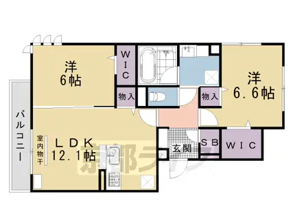 阪急電鉄嵐山線 上桂駅 徒歩13分 3階建 築1年(2LDK/3階)の間取り写真