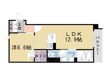 山陰本線 丹波口駅 徒歩6分 4階建 築2年(1LDK/4階)の間取り写真