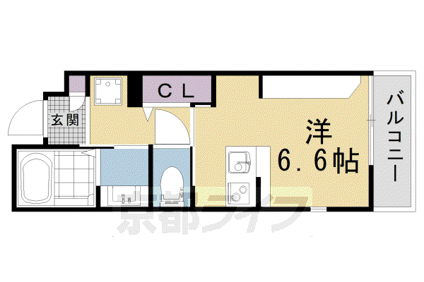 REVE DE 京都鴨川(ワンルーム/2階)の間取り写真