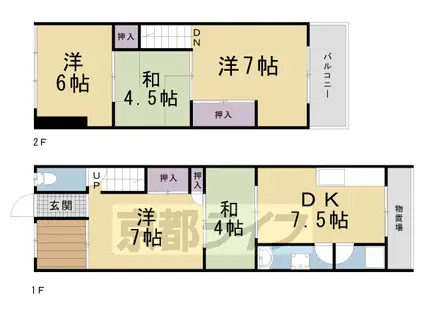 近鉄京都線 十条駅(近鉄) 徒歩14分 2階建 築43年(5DK)の間取り写真
