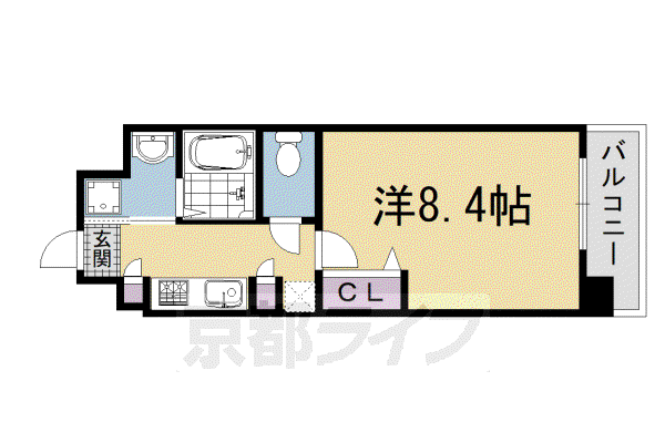 APEX京都室町(1K/1階)の間取り写真