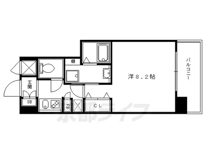 京都市烏丸線 四条駅(京都市営) 徒歩5分 9階建 築23年(1K/3階)の間取り写真