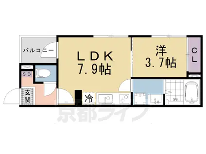 京阪電気鉄道京津線 四宮駅 徒歩4分 3階建 築3年(1LDK/3階)の間取り写真