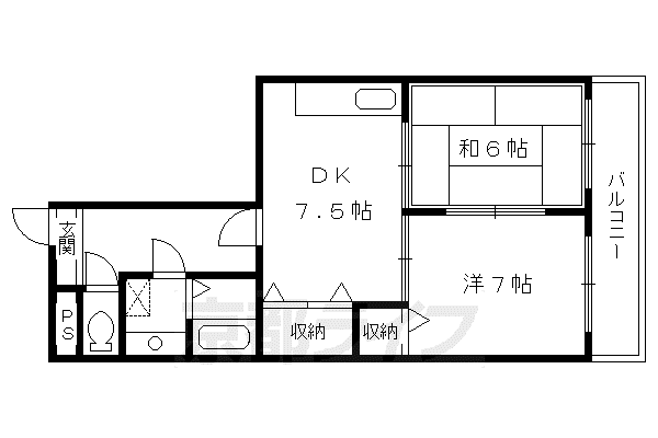 阪急電鉄京都線 大宮駅(京都) 徒歩4分 11階建 築37年(2DK/9階)の間取り写真