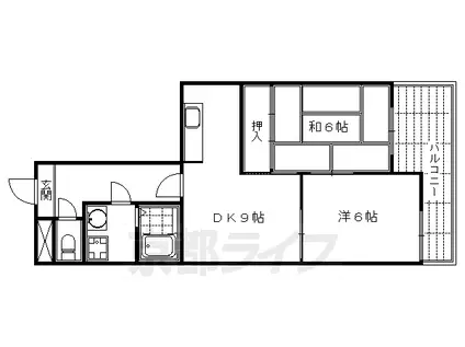 阪急電鉄京都線 大宮駅(京都) 徒歩4分 11階建 築37年(2LDK/5階)の間取り写真