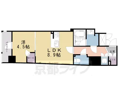 京阪電気鉄道京阪線 七条駅 徒歩6分 11階建 築2年(1LDK/10階)の間取り写真
