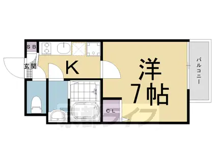 近鉄京都線 東寺駅 徒歩4分 3階建 築2年(1K/3階)の間取り写真