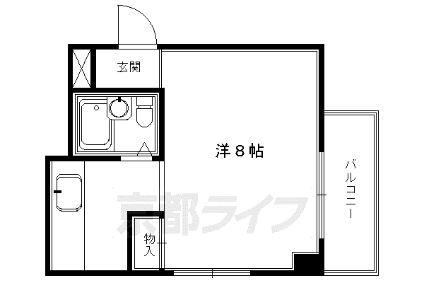 阪急電鉄京都線 京都河原町駅 徒歩7分 6階建 築42年(1K/4階)の間取り写真