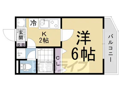 京都市東西線 石田駅(京都市営) 徒歩14分 3階建 築3年(1K/3階)の間取り写真