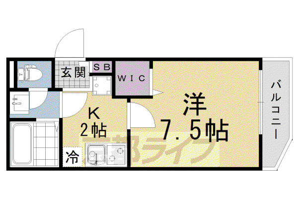 京都市東西線 石田駅(京都市営) 徒歩14分 3階建 築3年(1K/2階)の間取り写真
