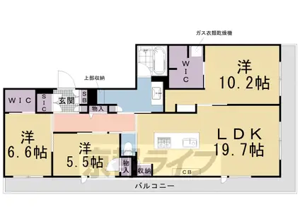 京都市烏丸線 丸太町駅(京都市営) 徒歩5分 3階建 築2年(3LDK/3階)の間取り写真