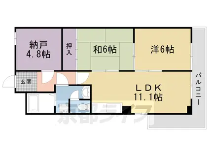 京都市東西線 西大路御池駅 徒歩1分 6階建 築44年(2SLDK/3階)の間取り写真