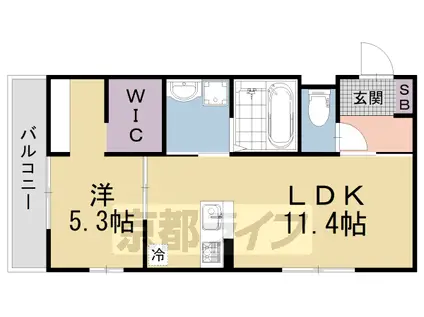京都市東西線 御陵駅 徒歩18分 3階建 築3年(1LDK/2階)の間取り写真
