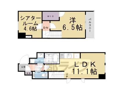 東海道本線 京都駅 徒歩10分 5階建 築2年(1LDK/5階)の間取り写真