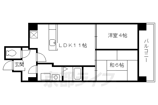 パラシオ西洞院(2LDK/7階)の間取り写真