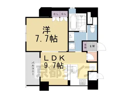 リーガル京都堀川五条通Ⅱ(1LDK/2階)の間取り写真
