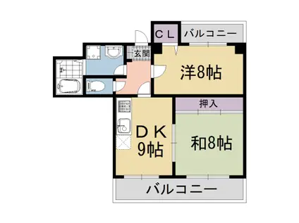 京都市烏丸線 五条駅(京都市営) 徒歩6分 8階建 築32年(2LDK/7階)の間取り写真