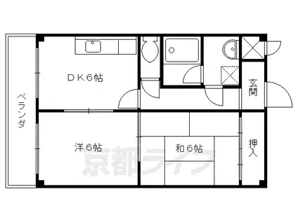 阪急電鉄京都線 西京極駅 徒歩13分 4階建 築36年(2DK/2階)の間取り写真