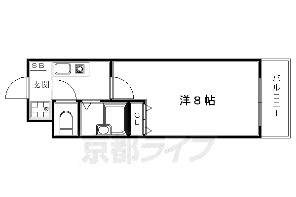 叡山電鉄 宝ケ池駅 徒歩1分 4階建 築28年(1K/1階)の間取り写真