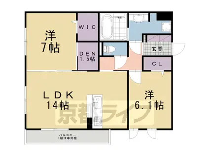 阪急電鉄京都線 西山天王山駅 徒歩9分 3階建 築2年(2LDK/3階)の間取り写真