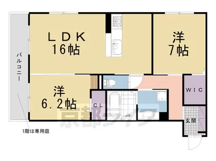 阪急電鉄京都線 西山天王山駅 徒歩9分 3階建 築2年(2LDK/3階)の間取り写真