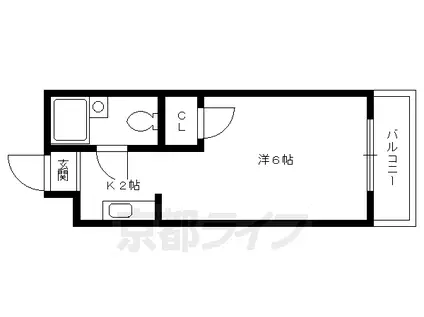京福北野線 北野白梅町駅 徒歩20分 4階建 築48年(1K/3階)の間取り写真