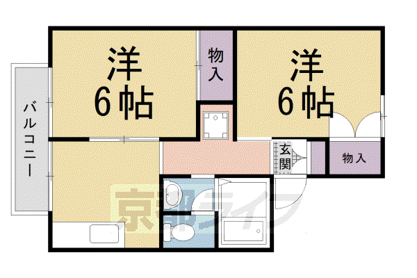 叡山電鉄 二軒茶屋駅(京都) 徒歩23分 2階建 築35年(2DK/2階)の間取り写真