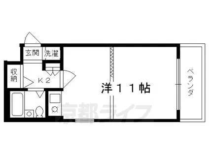 DETOM‐1烏丸一条Ⅱ(ワンルーム/2階)の間取り写真