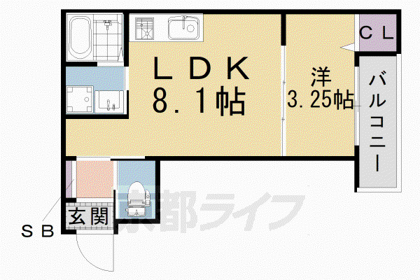 京阪電気鉄道京阪線 伏見稲荷駅 徒歩3分 3階建 築3年(1LDK/2階)の間取り写真
