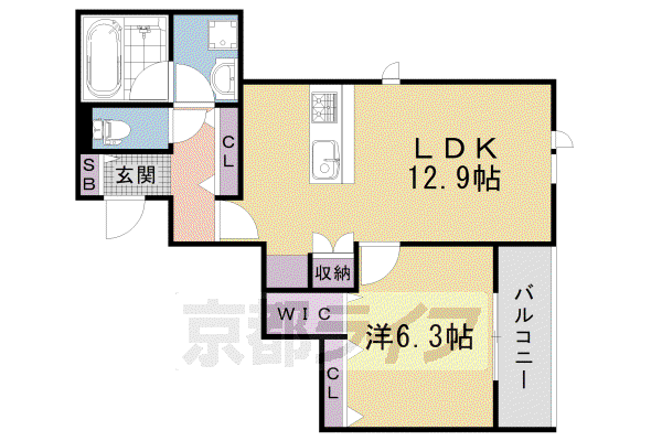 メゾン ヴィラージュ(1LDK/2階)の間取り写真