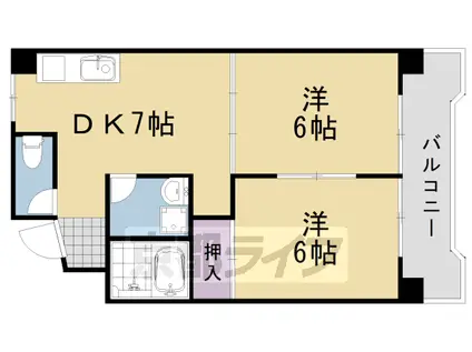 阪急電鉄京都線 桂駅 徒歩9分 4階建 築36年(2DK/1階)の間取り写真