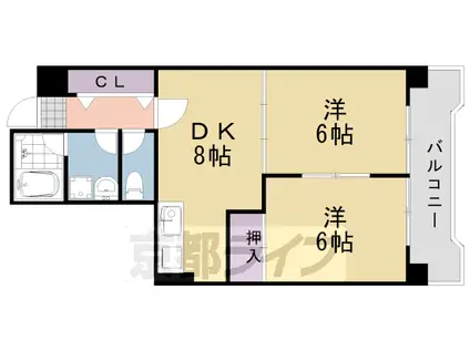 阪急電鉄京都線 桂駅 徒歩9分 4階建 築36年(2DK/1階)の間取り写真