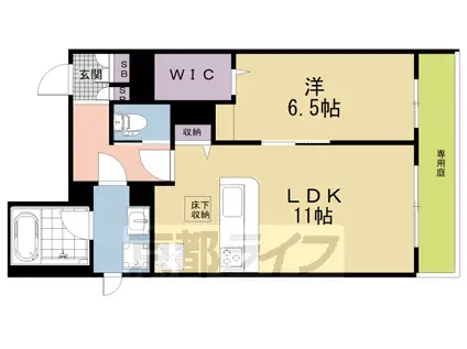 東海道本線 西大路駅 徒歩10分 3階建 築2年(1LDK/1階)の間取り写真