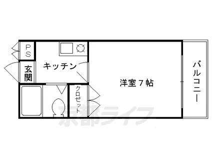京都市烏丸線 北大路駅 徒歩23分 4階建 築44年(1K/4階)の間取り写真