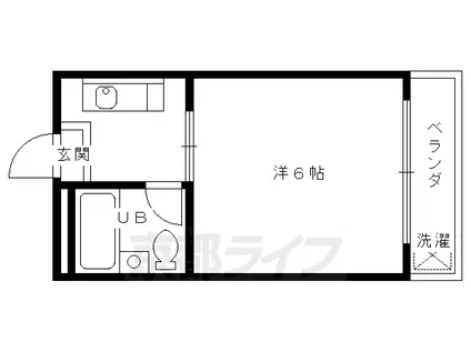 山陰本線 太秦駅(ＪＲ) 徒歩5分 3階建 築38年(1K/3階)の間取り写真