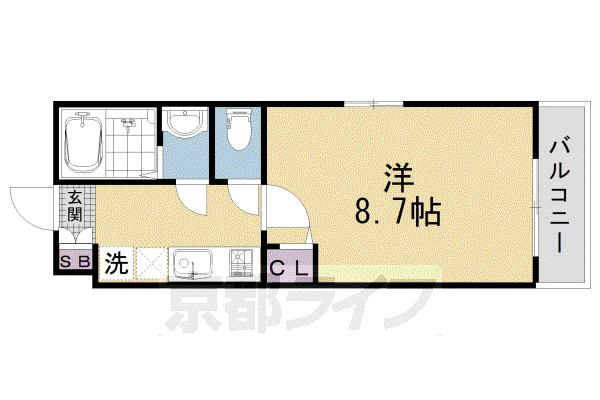 NEXT LIFE 太秦天神川Ⅱ(1K/2階)の間取り写真