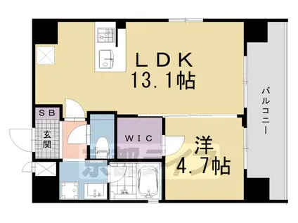 京阪電気鉄道京阪線 清水五条駅 徒歩5分 8階建 築2年(1LDK/6階)の間取り写真