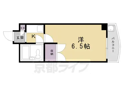 東海道本線 西大路駅 徒歩9分 4階建 築38年(1K/3階)の間取り写真