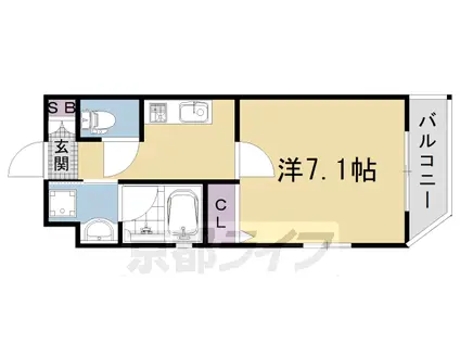 べラジオ雅び京都円町Ⅱ(1K/3階)の間取り写真