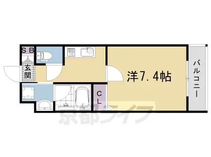 山陰本線 円町駅 徒歩8分 5階建 築2年(1K/2階)の間取り写真