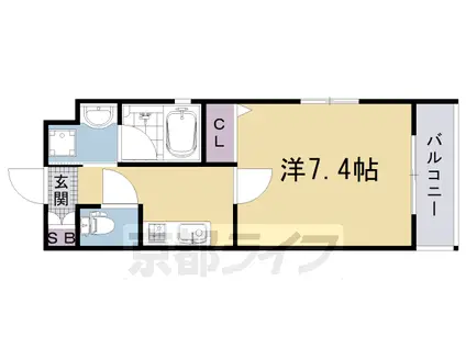 山陰本線 円町駅 徒歩8分 5階建 築2年(1K/5階)の間取り写真