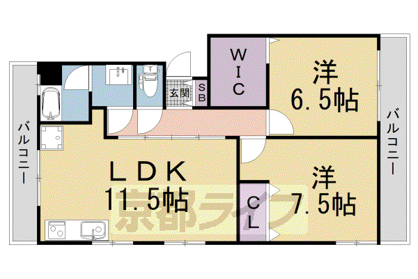 メゾン西川(2LDK/1階)の間取り写真