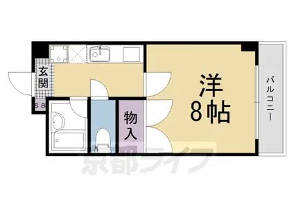 阪急電鉄京都線 西院駅(阪急) 徒歩7分 4階建 築33年(1K/4階)の間取り写真